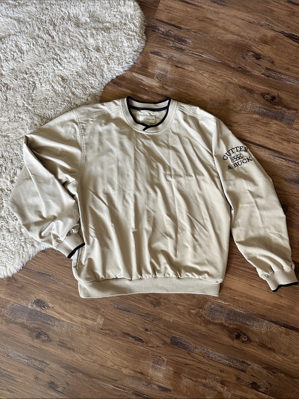 Cutter & Buck Beige Crewneck Sweatshirt with Black Trim